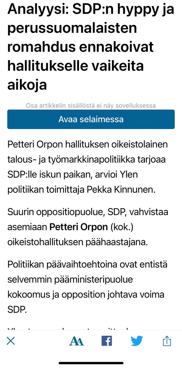 Musta on hiukan hassua, että <a href="/yleuutiset/">Yle Uutiset</a> ei pysty näyttämään sovelluksessaan kaikkia sisältöjä. Tarvisko sinne saada vähän lisää fyrkkaa?