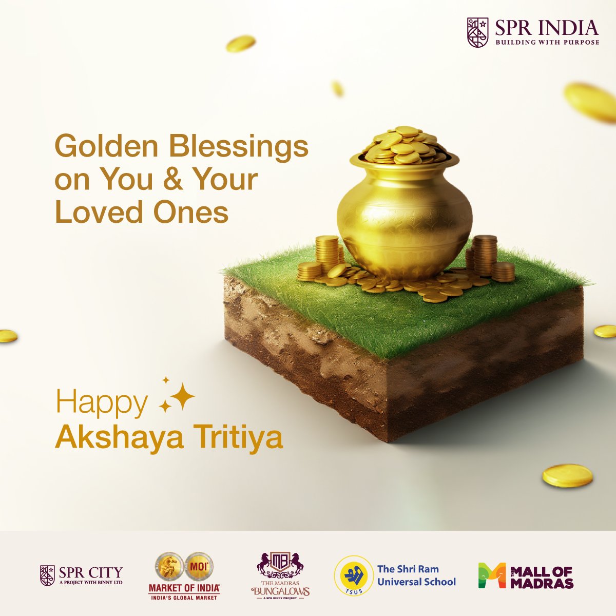 May Akshaya Tritiya bring opulence and prosperity right to your doorstep. Wishing you happiness and a luminous future on this auspicious day.

#AkshayaTritiya #SPRIndia #SPRCity #MarketOfIndia #MOI