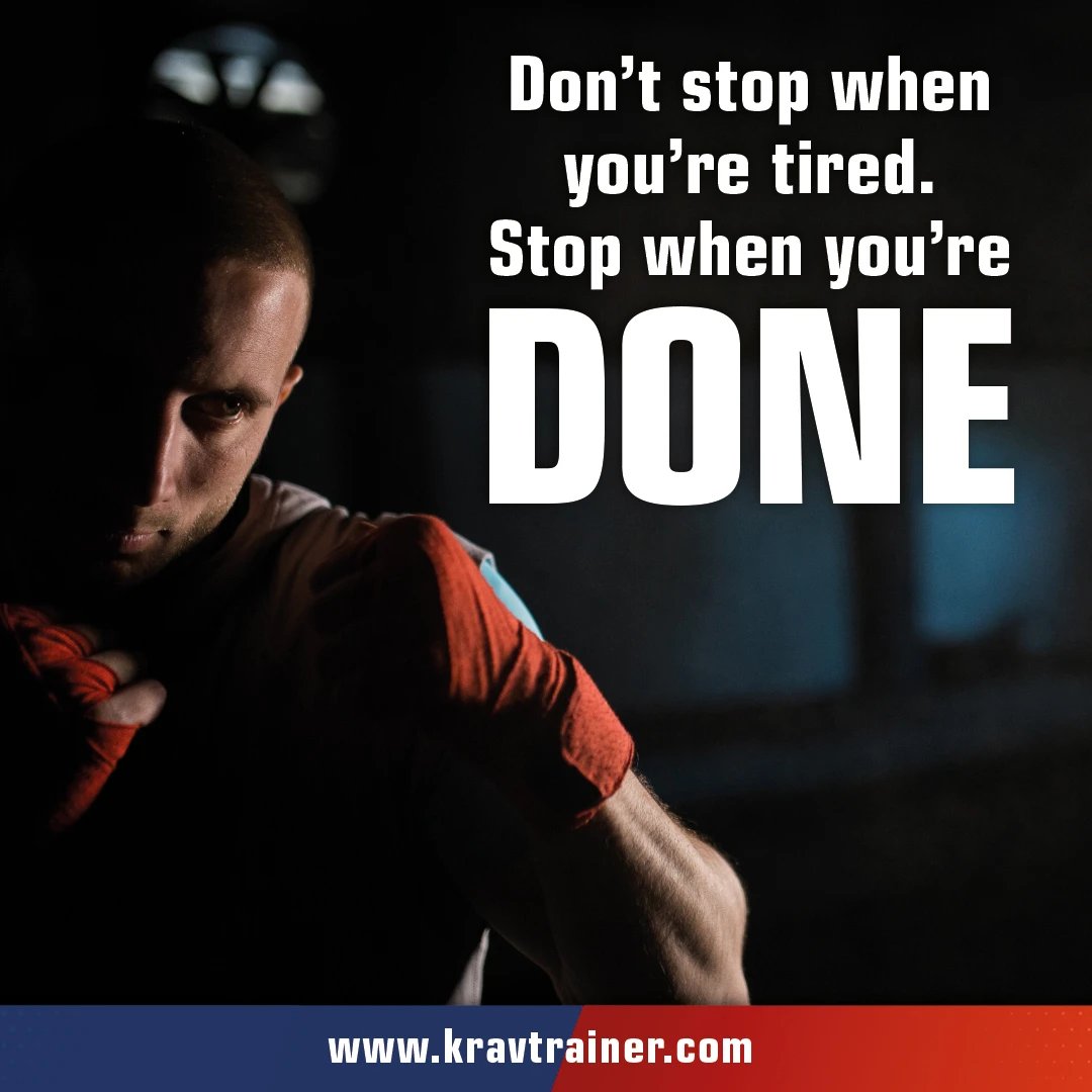 Don't stop when you're tired. Stop when you're DONE.

Visit kravtrainer.com for more info about our app!

#kravmagatraining #kravmaga #ikmf #kravmagaglobal #kravmagaworldwide #kmg #kravwomen #selfdefense #stayaway #ikm #kravmagalifestyle