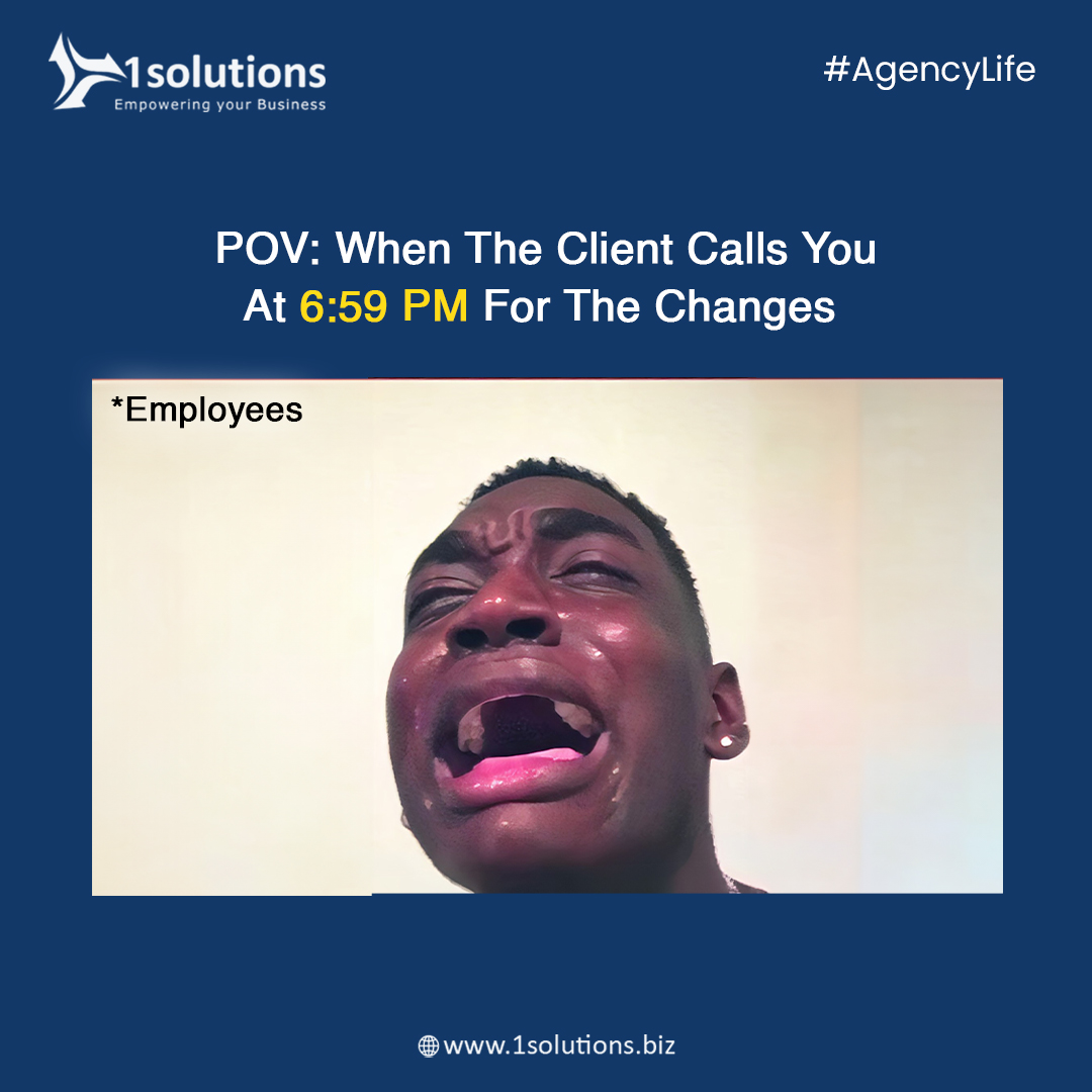 #AgencyLife When the client calls at 6:59 PM for changes—oh, it's gone time! 😂🕖

.

.

#AfterHours #agencylife #corporatememes #memes #1solutions