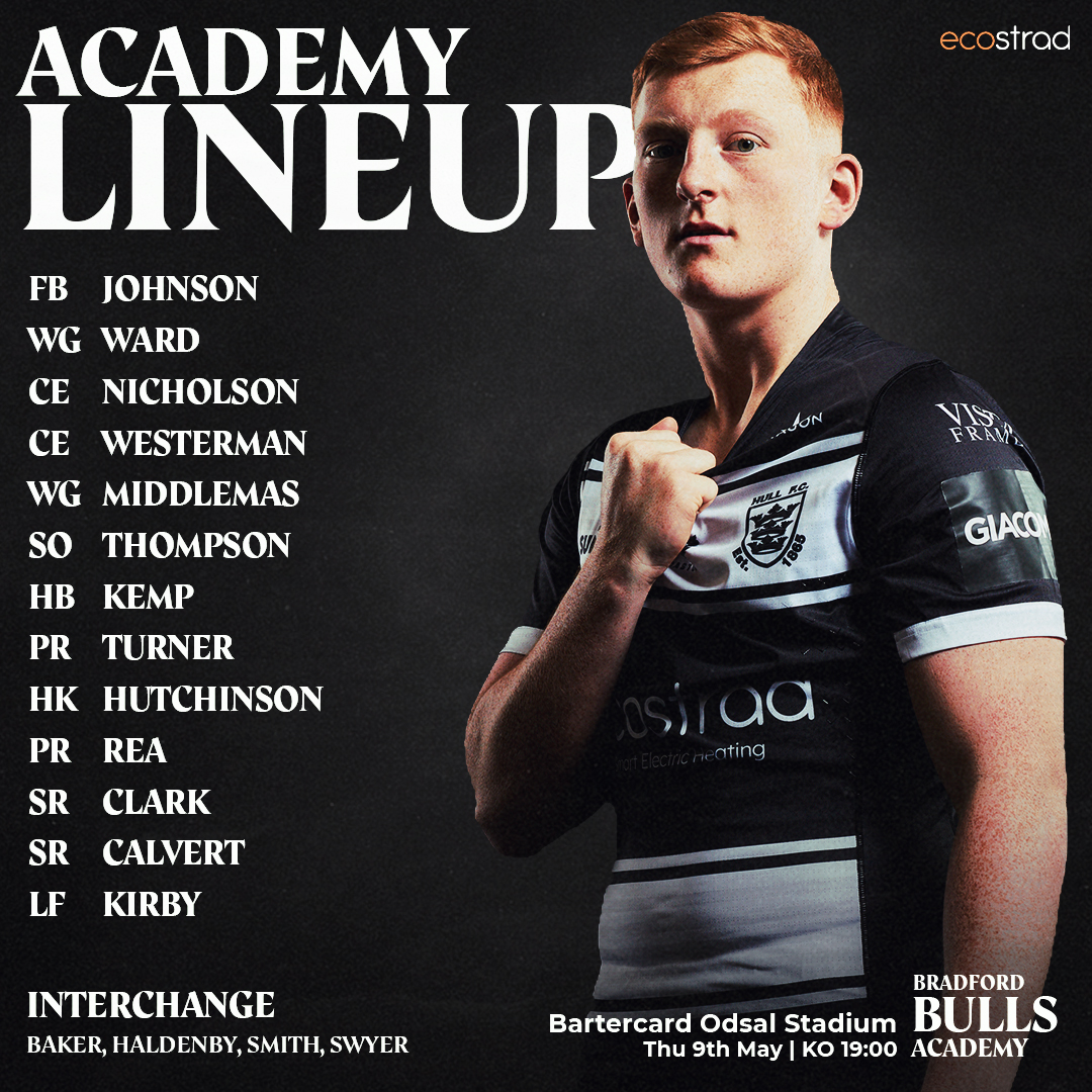 📋 The team news is in for this evening's Academy Championship fixture against Bradford Bulls U18s in West Yorkshire...

⚫️⚪️ #COYH | @ecostrad