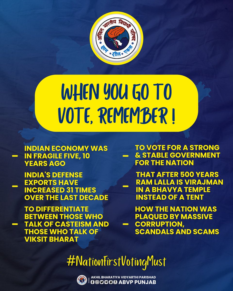 When you go to vote, Remember ! #NationFirstVotingMust