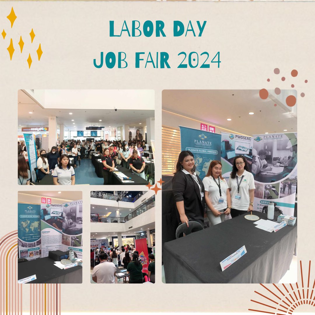 PmgSeac's tweet image. PMGSEAC recently participated in the SBMA Labor Department&apos;s &quot;Labor Day Job Fair 2024&quot; at Ayala Malls Harbor Point. 🌟 
 
📱 +1-703-912-0008
📞 +63472513448
📧 info@pmgseac.com

#PMGSEAC
#LaborDayJobFair 
#PhilJobNet