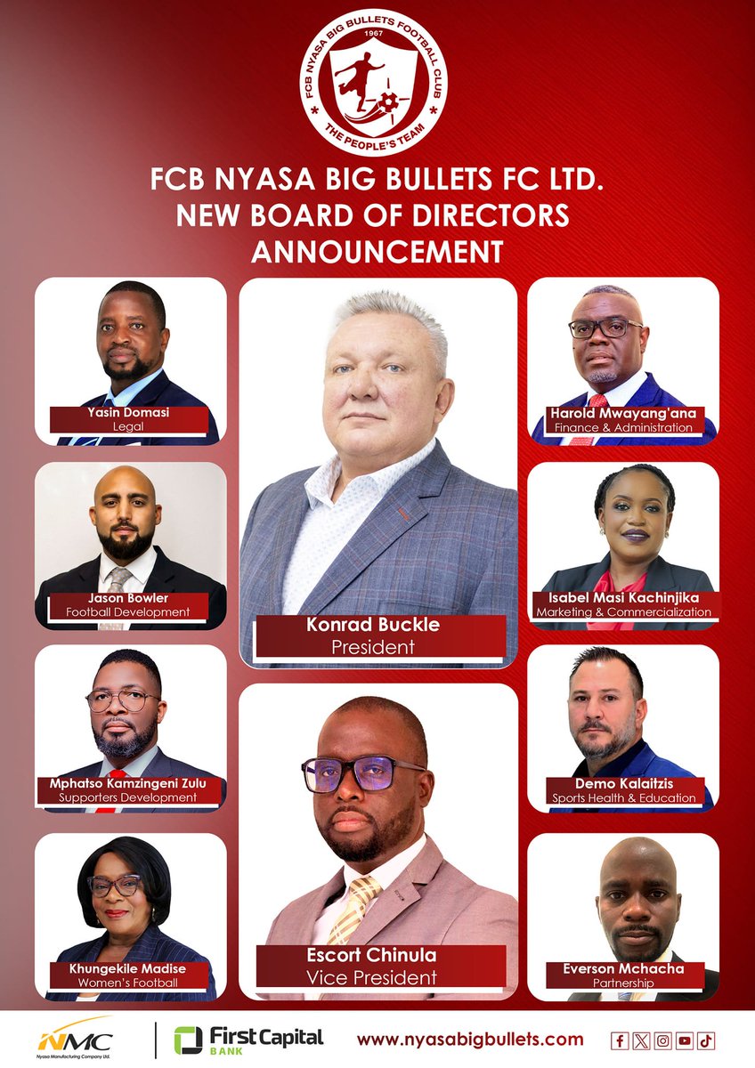 FCB Nyasa Big Bullets has announced the new Boad of Directors. #442Malawi