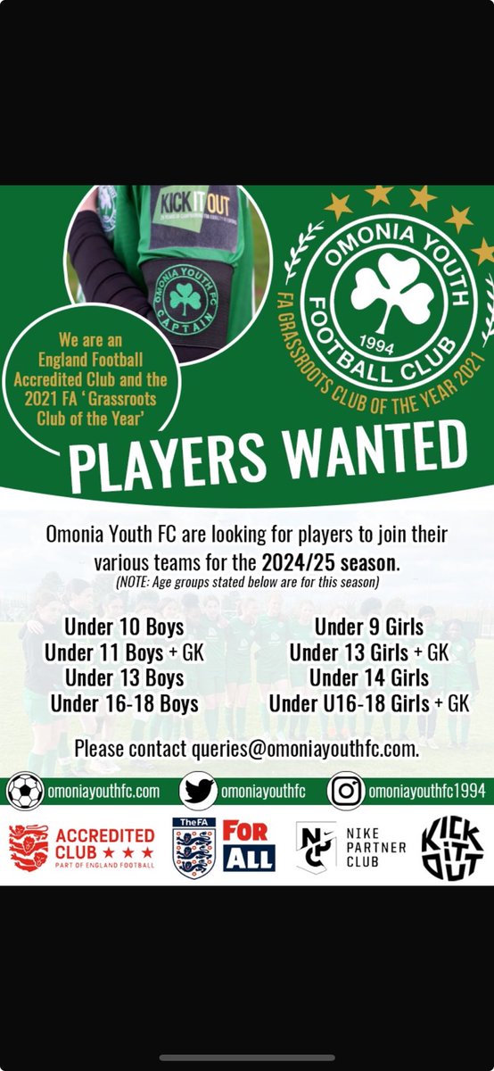 Any players homeless ? If you live local then join ⁦@OmoniaYouthFC⁩ . Great club 👍