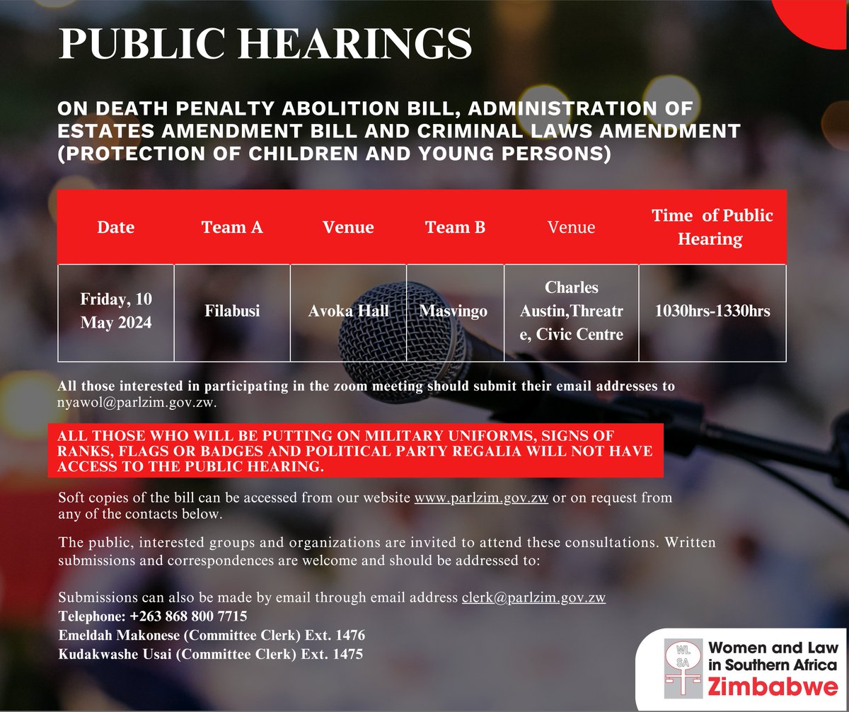 📢Don’t miss out! Tomorrow is the last day to attend the ongoing parliamentary Public Hearing on 3 important bills. Make your voice heard! #PublicParticipation #PublicHearings