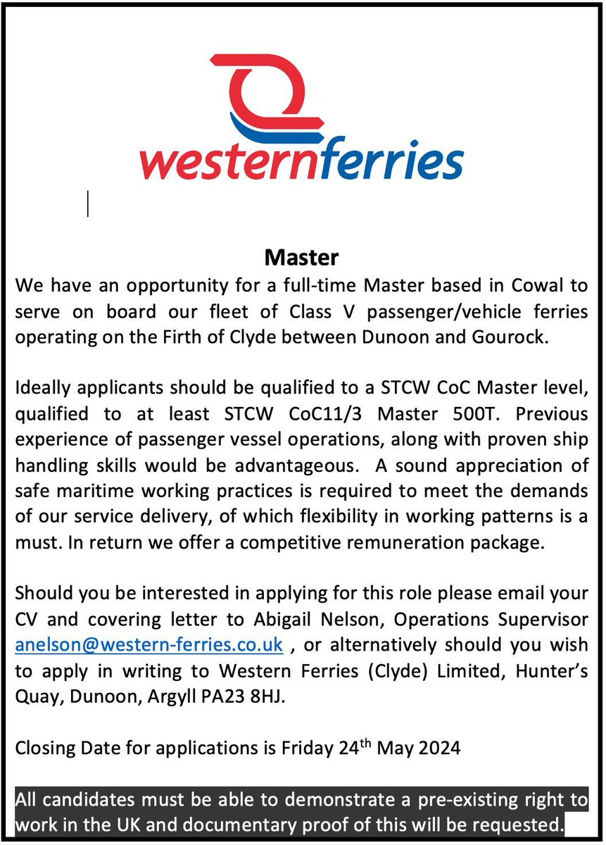 If you’re interested in applying for our Master’s position then don’t miss the boat. The closing date for applications is Friday 24th May.