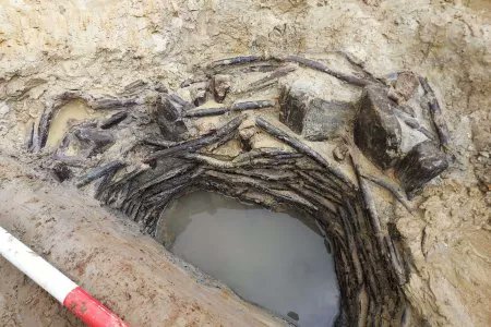 A large structure made of wood, possibly a well, was discovered in Oxfordshire, England. The structure is thought to date to the late Bronze Age. 

Photo credit Oxford Archaeology/Oxfordshire County Council  newsweek.com/archaeologists…