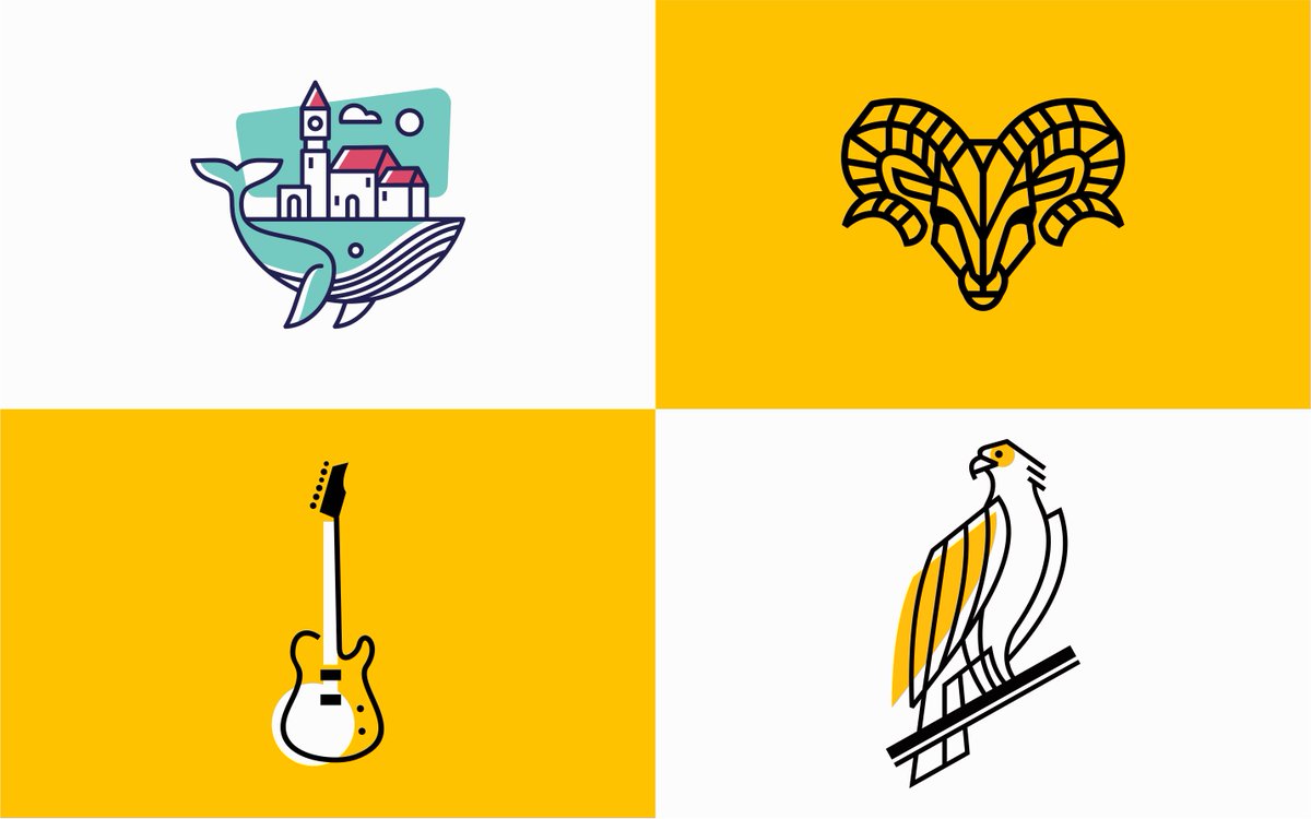 Explore another entries in my 'See between the lines' collection! These four designs blend simplicity and depth, featuring a town-bearing whale, a stylized ram, a minimalist guitar, and an elegant eagle. 

Which one stands out to you?

#BrandDesign #LogoDesign #Logo #lineart