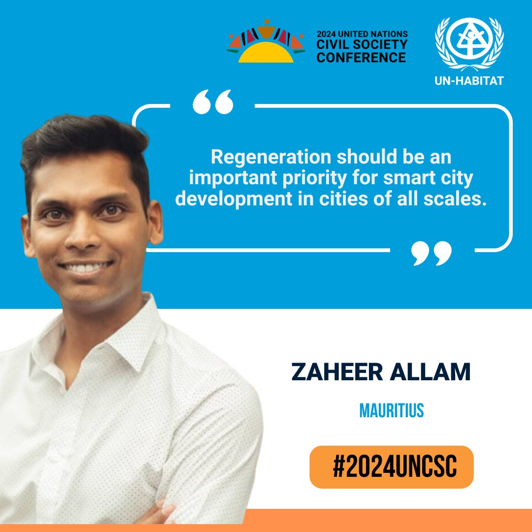 Regeneration should be an important priority for smart city development in cities of all scales. -Zaheer Allam at the People Centred Smart Cities for an Inclusive, Open and Secure Digital future workshop during #UNCSC2024.