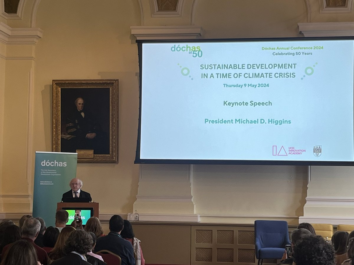 .@PresidentIRL Michael D Higgins starts his address to the Dochas 50th Anniversary Conference “Sustainable Development in a Time of Climate Crisis” #Dochasat50