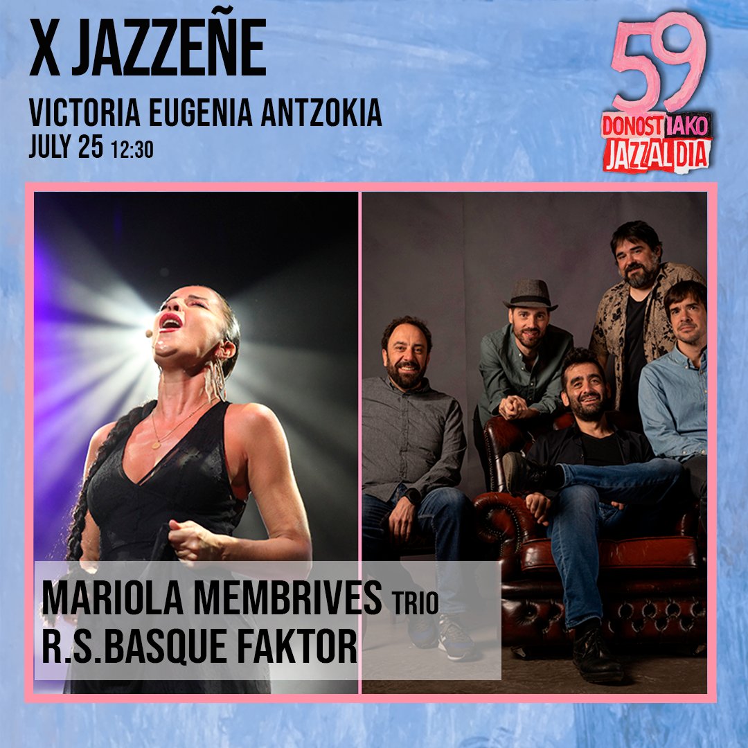🎶Jazzeñe 2024 🎷Mariola Membrives Trio + R.S. Basque Faktor 📅 Uztaila 25 julio I 12:30 📍 Victoria Eugenia 💶 8 € I Abonamendua / abono: 44,20 € 🎟️ labur.eus/RC1gb #59Jazzaldia #Jazz #Jazzaldia #jazzeñe #FundacionSGAE @fundacionsgae