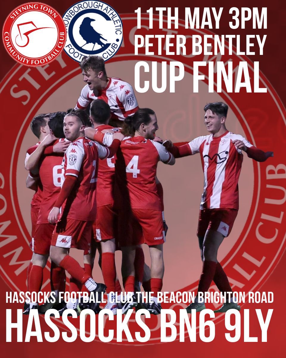 PETER BENTLEY CUP FINAL THIS SATURDAY Get on down to Hassocks FC on Saturday as we take on @CrowboroughAFC in the final. Hoping for a cracker in the sunshine. We need you there, cheering on the Barrowmen for one last time this season, as we chase a famous league & cup double