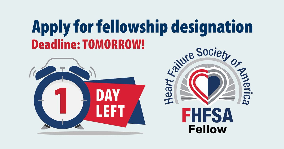 🚨Do you meet the qualifications to become an HFSA Fellow? Tomorrow is your last chance to apply! Fellow participants enhance their knowledge of heart failure issues and obtain valuable professional experience that enriches their careers. APPLY NOW: hfsa.org/professional-d…
