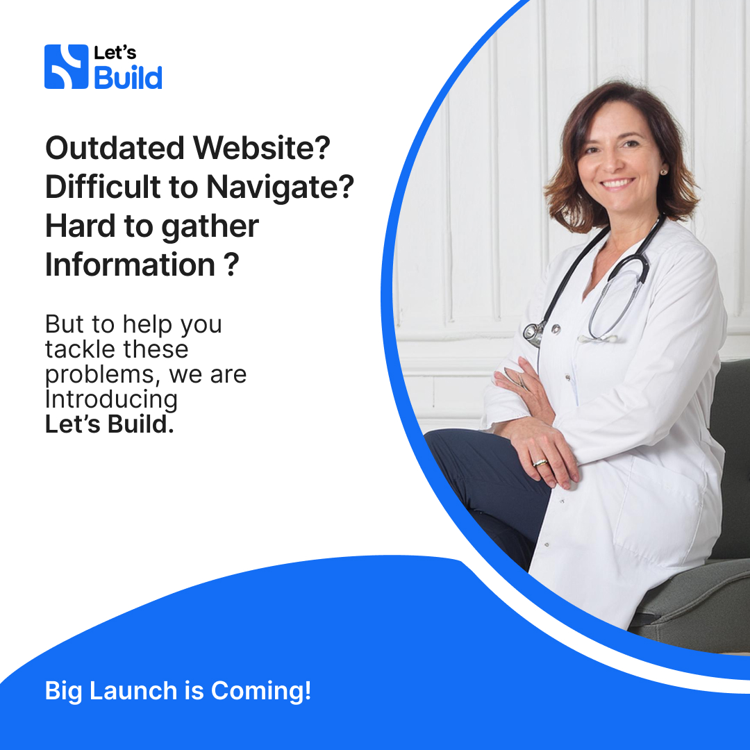 Let's Build offers a lifeline with customizable website templates tailor-made for the healthcare industry.  
Big Launch is Coming!  

#DigitalHealthcare #PatientExperience #HealthTech #DigitalTransformation #USHealthcare #USAHealthcare #AmericanHealthcare #USADoctors #USClinics