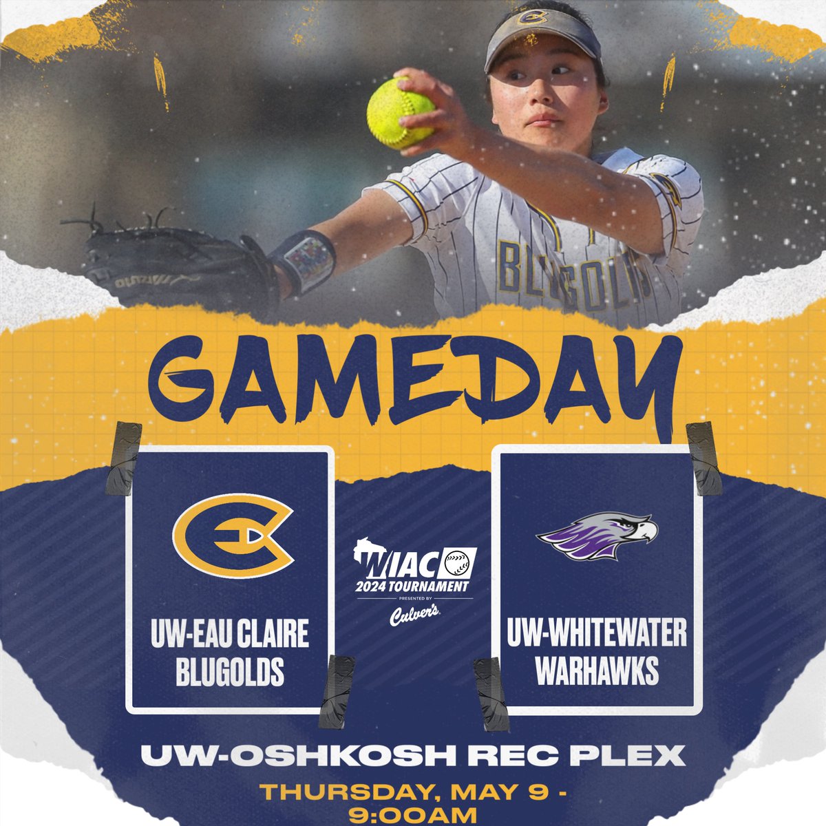 Round 1 🆚 UW-Whitewater ⏰ 9 a.m. 📍 Oshkosh, Wis. 💻📊 Blugolds.com #RollGolds