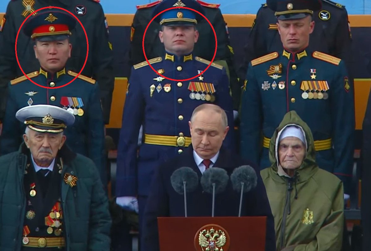 😬At Moscow's Victory Day Parade, Putin surrounded himself with officers from units accused of atrocities in Ukraine. Major Boris Dudko, seated directly behind Putin, served in the 76th Guards Air Assault Division, which occupied Bucha near Kyiv, where Russian troops killed over…