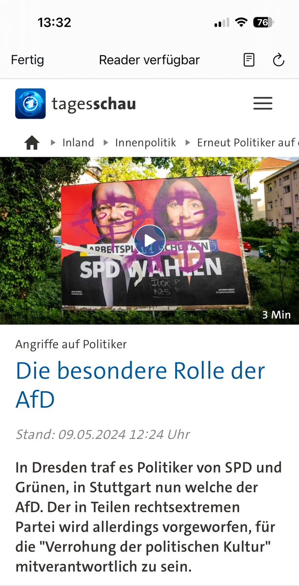 Zwei AfD-Abgeordnete werden in Stuttgart tätlich angegriffen und verletzt und die @tagesschau bebildert die Nachricht in dieser tendenziösen Weise.