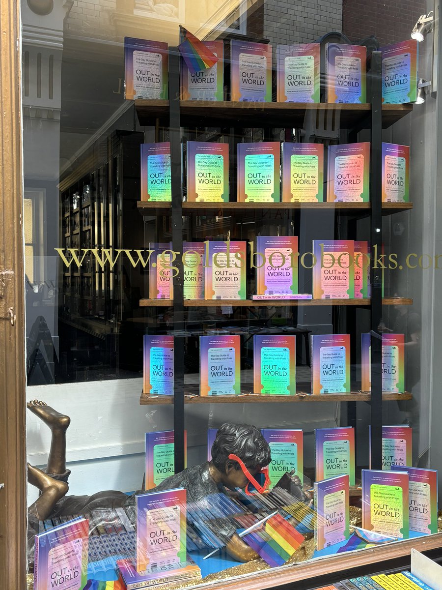 I love the @GoldsboroBooks window filled with Out in the World by @nomadicboys brilliant new gay travel guide.