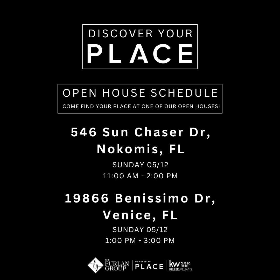 🏡 Ready to find your dream home? Join us at our Open Houses this weekend! 🎈#OpenHouse #HouseHunting #RealEstate #TheFurlanGroup #PoweredByPLACE #KellerWilliamsClassicGroup #SarasotaHomes #DreamHome #WeekendPlans #PropertyForSale #HomeBuyers #SarasotaRealEstate #HouseTour