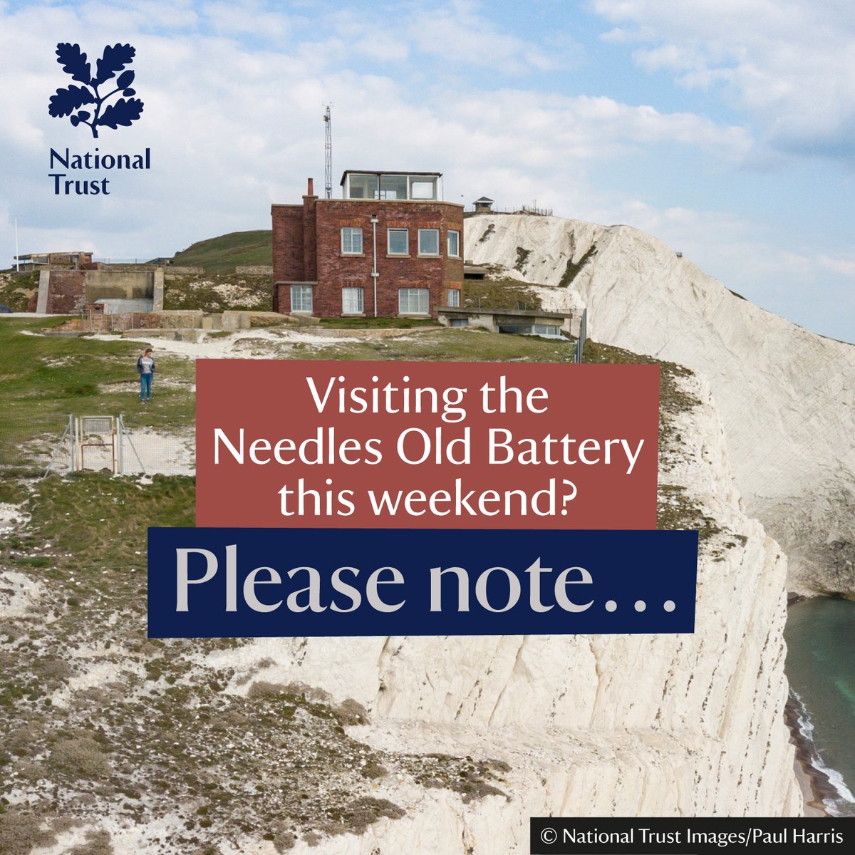 Planning a visit to the #NeedlesBattery this weekend? Please be aware that on Sun (12 May) there will be no vehicular access, for the safety of #WalkTheWight participants. Unfortunately there will be no accessible parking & the Needles Breezer bus will terminate @VisitTheNeedles