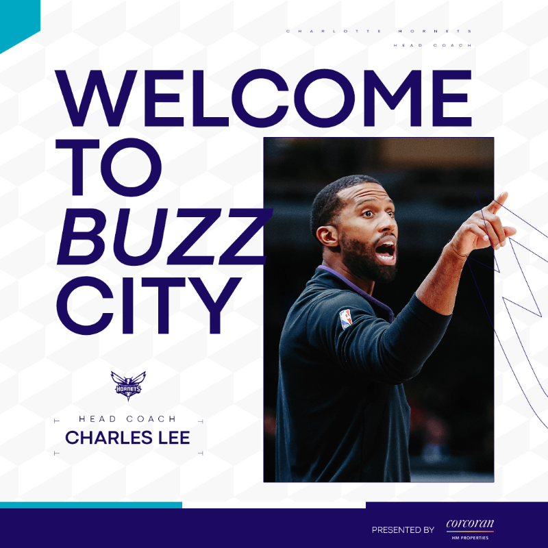 hornets's tweet photo. A new chapter begins. We’re thrilled to announce the new Head Coach of your Charlotte Hornets, Coach Charles Lee! 🐝👏

Presented by @CorcoranHM