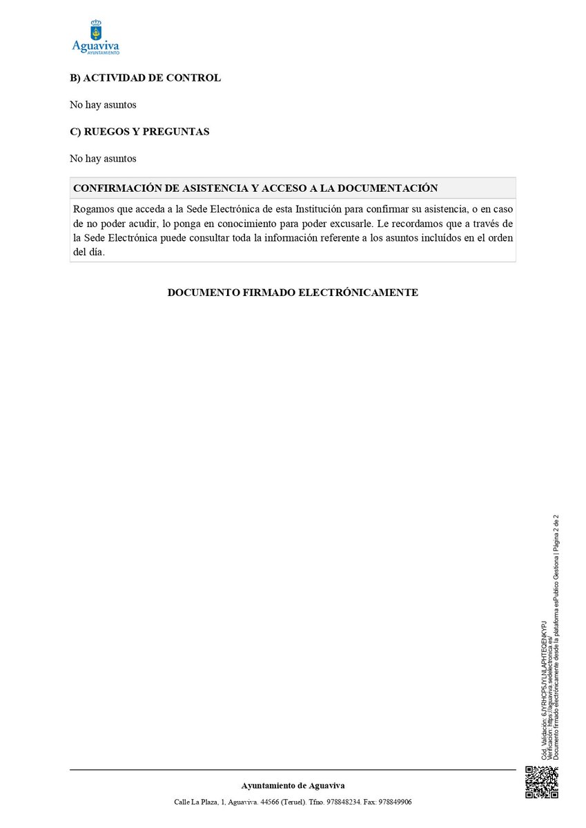 📣 Convocatoria de Sesión Extraordinaria del #Pleno del @AytoAguaviva, a celebrar mañana viernes 10 de mayo a las 20:00 horas

#Transparencia #GobiernoAbierto