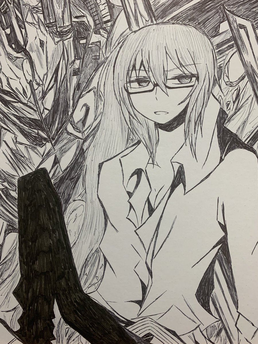 今まで描いたロボ系って
ボスの絵の背景にアナログで
描いた奴とフォロワーを
ヒューマノイドで描いたぐらいかな。
ヒューマノイドをロボって
解釈していいのかは分からないけど