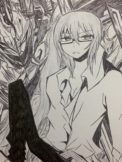 今まで描いたロボ系って
ボスの絵の背景にアナログで
描いた奴とフォロワーを
ヒューマノイドで描いたぐらいかな。
ヒューマノイドをロボって
解釈していいのかは分からないけど 
