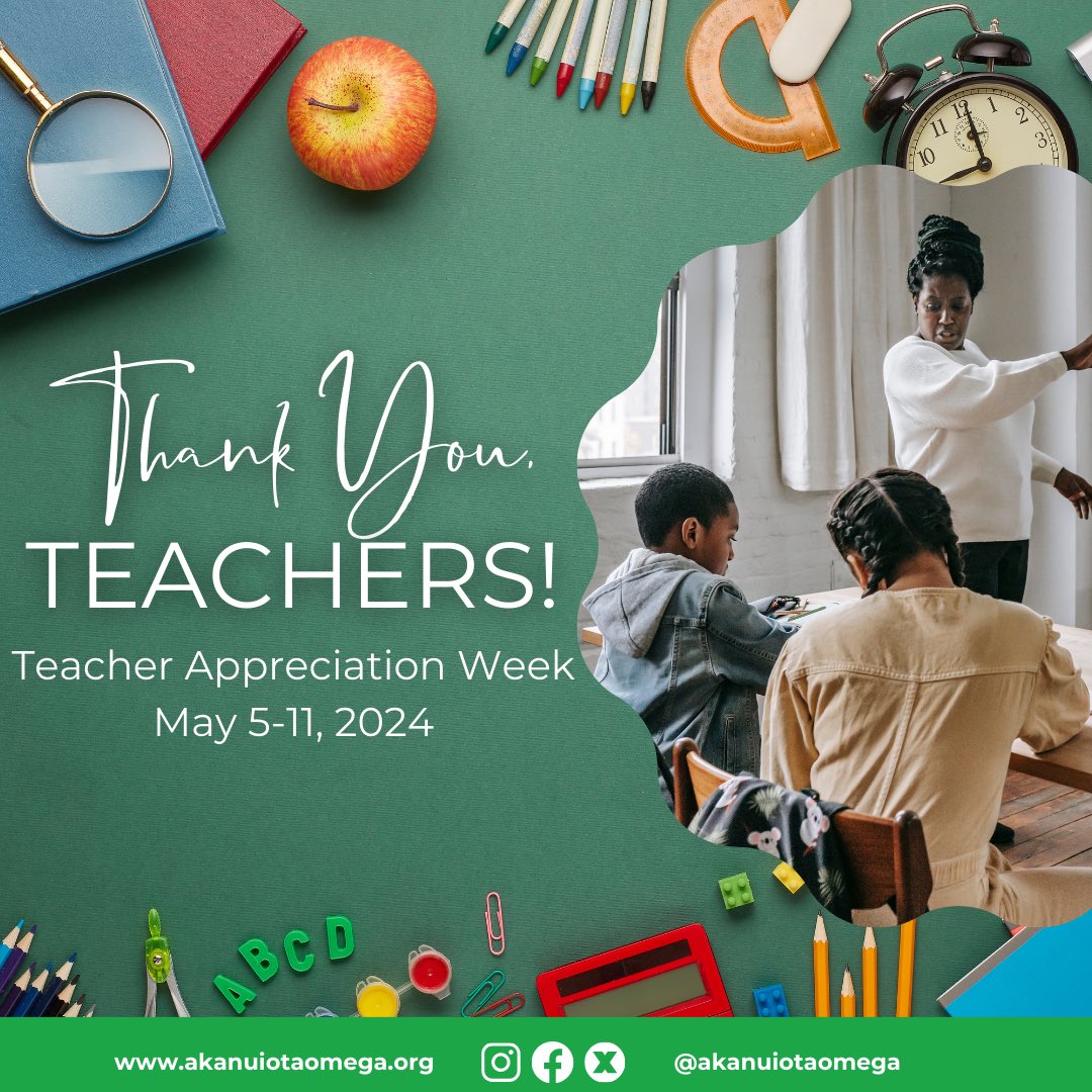 Happy Teacher Appreciation Week to all educators for your commitment to making a difference in the lives of students in and beyond the classroom!

 #AKA1908 #SoaringWithAKA #TeacherAppreciationWeek #ThankATeacher #NuIotaOmega