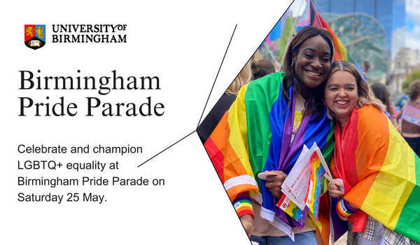 Join the @unibirmingham and @GuildofStudents during #BirminghamPrideParade on the 25 May. Members of our community are warmly invited to join us in celebrating and championing LGBTQ+ equality. For further information and to register, please visit: birmingham.ac.uk/events/pride/b…