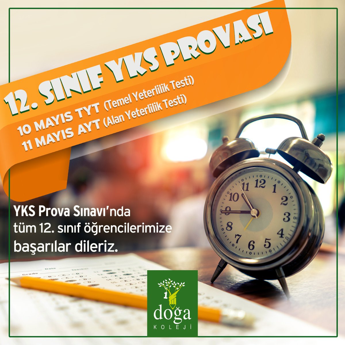 @dogakolejiavci1 10-11 Mayıs tarihlerinde yapılacak, YKS Prova Sınavına girecek olan tüm 12.Sınıf öğrencilerimize başarılar dileriz. @Azrafraarzu1 @binici_yesim @cihan11082016 @BaharOylumlu @DogaOkullari