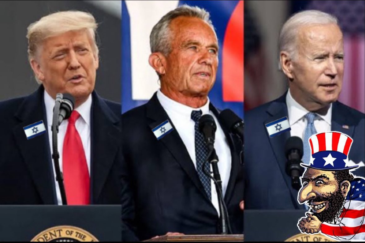 The U.S now has 3 prominent Zionist Candidates for the 2024 Elections. No matter who you vote for, whether it’s Trump, Biden or RFK Jr - the only winner is Israel 🇮🇱 The illusion of Democracy is being displayed right before your eyes… “The Party told you to reject the