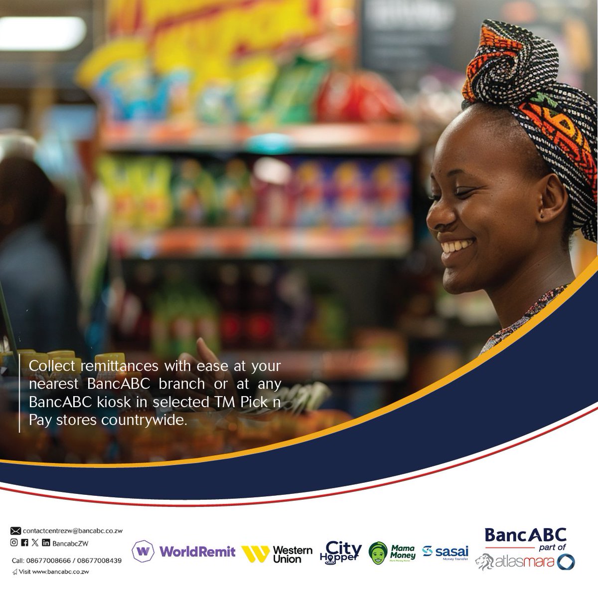 Enjoy the convenience of accessing 💸 ✅ World Remit ✅ Mukuru ✅ City Hopper ✅ Western Union ✅ Mama Money ✅ Sasai Money Transfer Available at BancABC dedicated Remittance Centres in Harare & Bulawayo and at all BancABC branches countrywide 🏦. #BankDifferent🏦