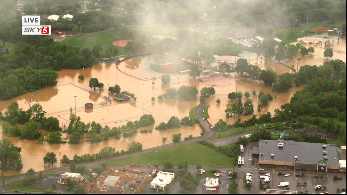 Some communities are dealing with flash flooding this morning. This is Drake's Creek in Hendersonville. #tnwx #Sky5 #NC5