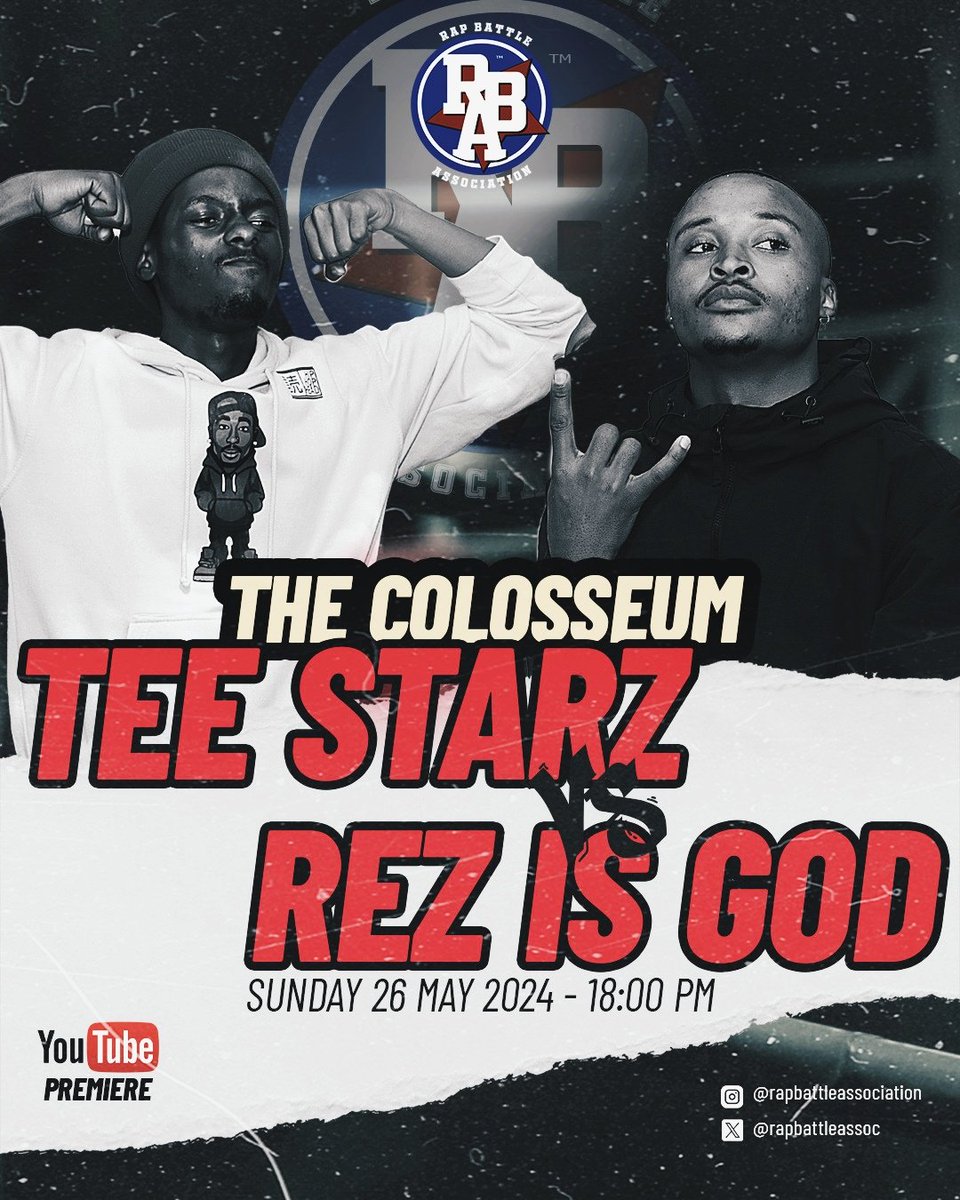 RBA is BACK❗️ @RapBattleAssoc Presents: @goaTEE_STARZ vs @Rez_isGod 🔥🔥 Showdown at The Colosseum ⚔️ in our Official Season 1 Premiere❗️ This is NOT for the faint-hearted ⚠️ Set your reminders for the 26th of MAY 2024 on the RBA @YouTube channel!⏰