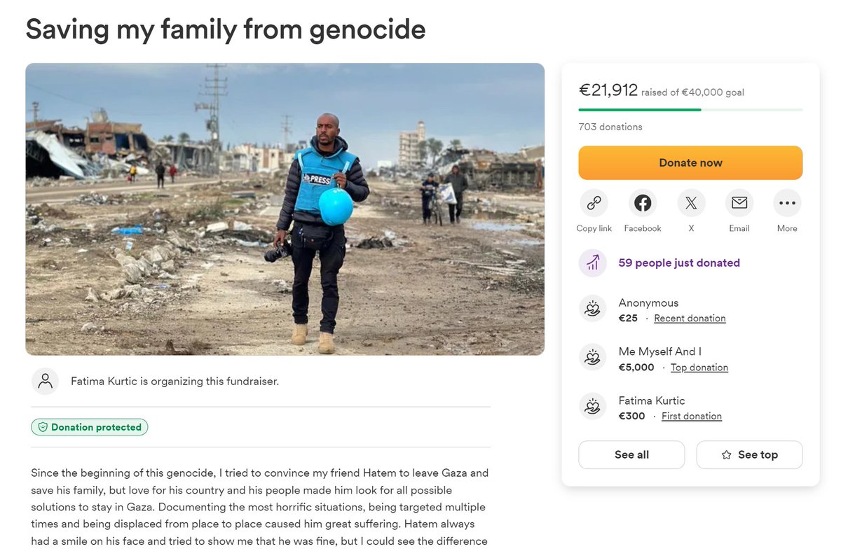 hatem being one of the last journalists left in gaza means he is at HIGH RISK of being targeted by the IOF!!!! PLEASE HELP HIM/SHARE THIS gofund.me/dd8d5297