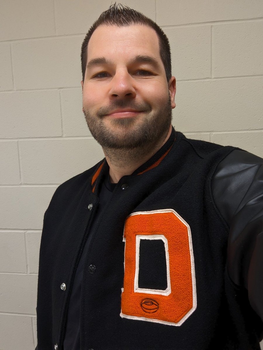 College gear day at school for #TeacherAppreciationWeek! Who else remembers when letterman jackets were a big deal? #MoreThanTheGame