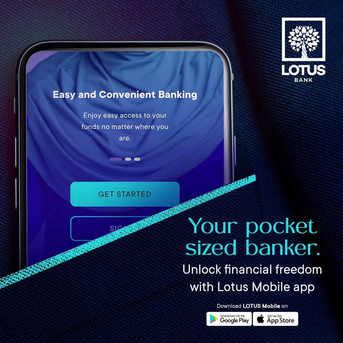 Nothing could be more pocket friendly than having your bank in your pocket. 

Strive for financial independence with the LOTUS Mobile app. 

Do more with less hassle.

#LotusBank #MobileBanking #FinancialIndependence #PartnerProgressProsper