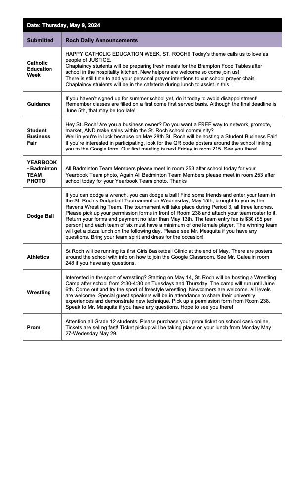 St. ROCH Daily Announcements tweet media