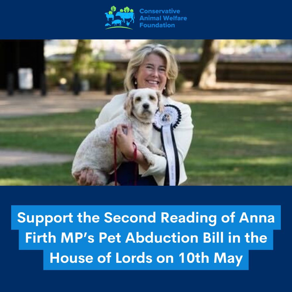 Our Patron @Anna_Firth ‘s Pet Abduction Bill will be guided through the House of Lords by Lord Guy Black of Brentwood for its Second Reading tomorrow - 10th May. We support this important Bill #PetAbductionBill