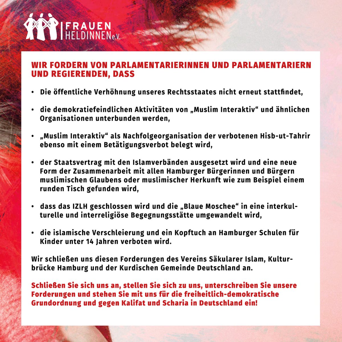 Am Samstag gibt es eine Demo in @hamburg_de gegen den detutschen Rechtsstat wieder @FrauenHeldinnen und andere Gruppen werden dabei sein und stellen Forderungen an die Politik. Bitte endlich hinschauen und handeln! @abendblatt @mopo @BILD_Hamburg @SPIEGEL_Politik @zeitonline_pol