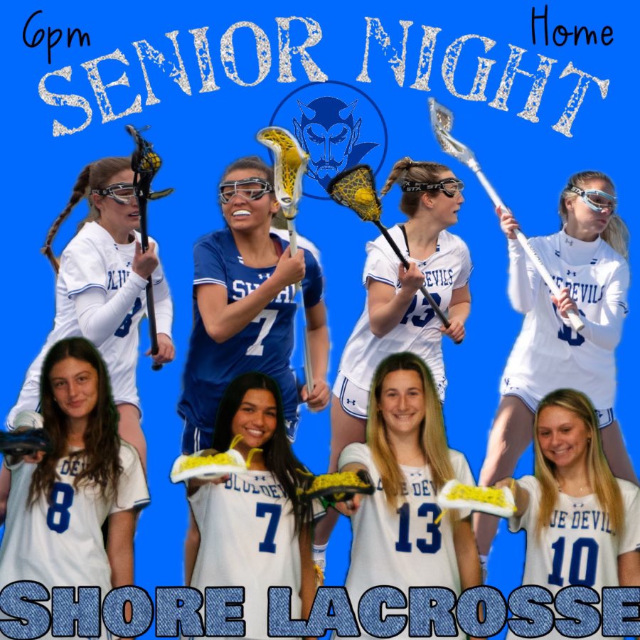 Come out and support as we honor our Seniors tonight for their four years of hard work and dedication to the program.  Senior ceremony starts at 5:45 pm.  Lets’go SHORE 🥍💙🥍 #BleedBlue #ShorePride @ShoreAthletics @ShoreRegional @TheLinkNews