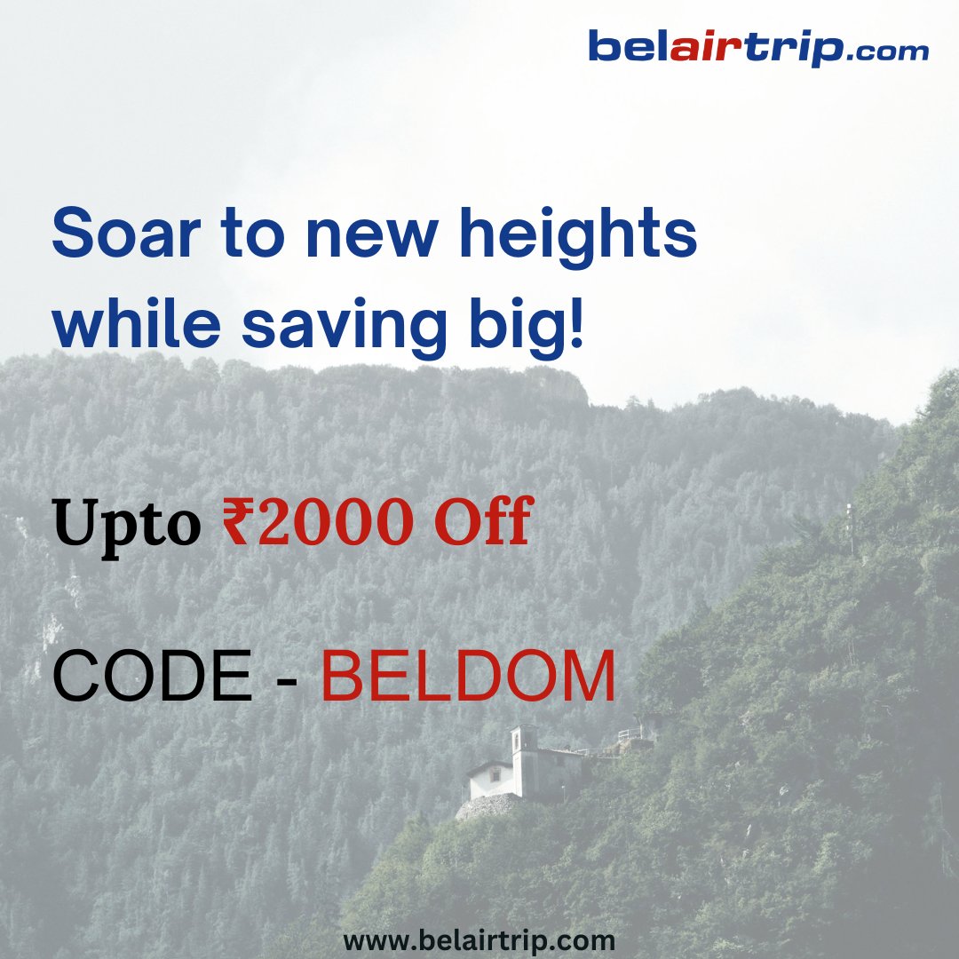 Embark on your next adventure with unbeatable savings! Get ready to explore the beauty of India with up to ₹2000 off on all domestic flights.

Book Now - belairtrip.com

#flightdeals #flightdiscounts #greatdeals #offers