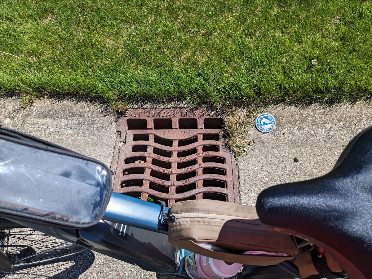 The medallion by the drain reminds us that what goes down ends up in our streams and lakes.

#StopPollution  #NoDumping