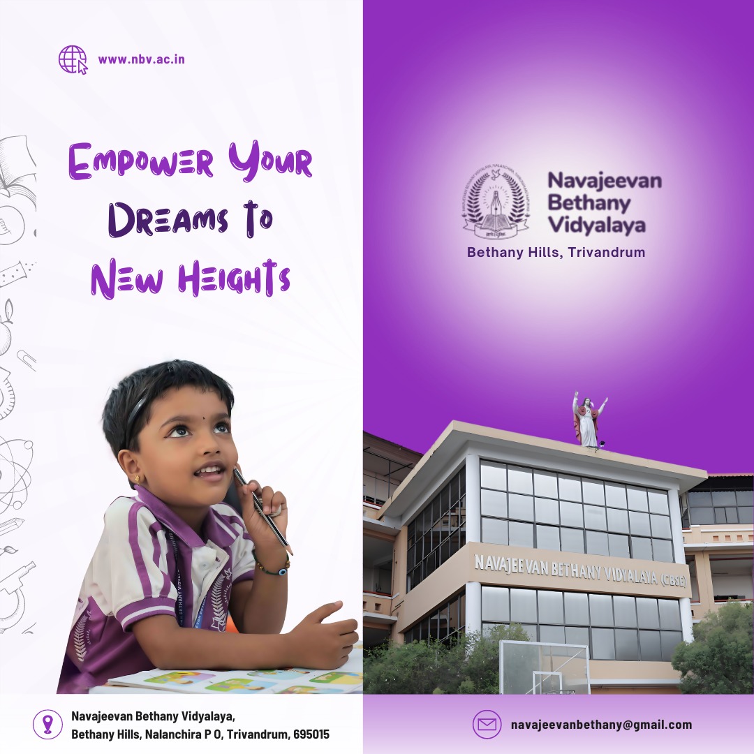 🌟 Empower Your Dreams to New Heights at Navajeevan Bethany Vidyalaya!

🚀 Dive into a world where education meets innovation, and every student is nurtured to reach their full potential.

#EmpowerYourDreams #Bethany #NBV #ReachNewHeights #InnovativeLearning #FutureLeaders