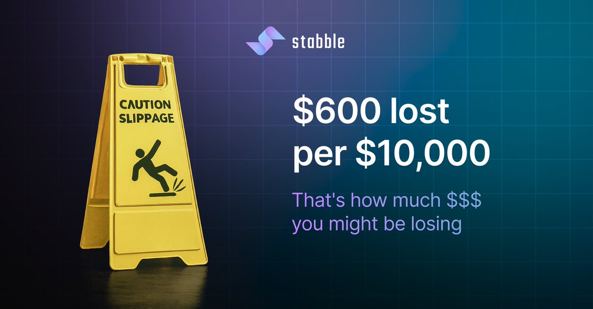 🤯 Did you know? You might be silently losing up to 6% due to slippage when trading on DEXs, that's a $600 loss in a $10,000 trade! Imagine still losing money due to slippage... stabble users can't relate 😉