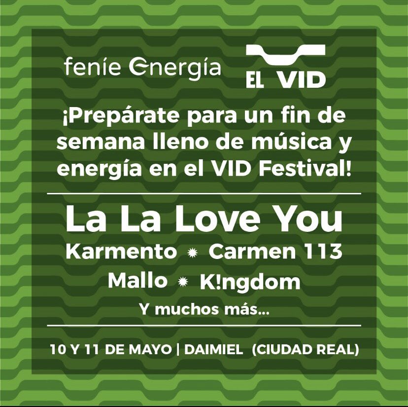 ¡Se acerca el VID Festival! 🎵 Desde #FeníeEnergía somos patrocinadores de este evento que reúne a algunos de los mejores talentos musicales. Únete a nosotros los días 11 y 12 de mayo para vivir momentos inolvidables llenos de música y buena energía. ⚡️