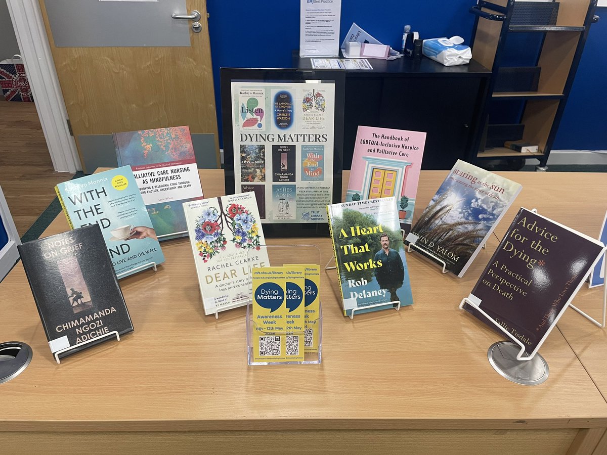 Visit us at Wythenshawe library in the ERC to see our display for #DyingMattersAwarenessWeek, including fantastic books by @robdelaney and @drkathrynmannix #TheWayWeTalkAboutDyingMatters