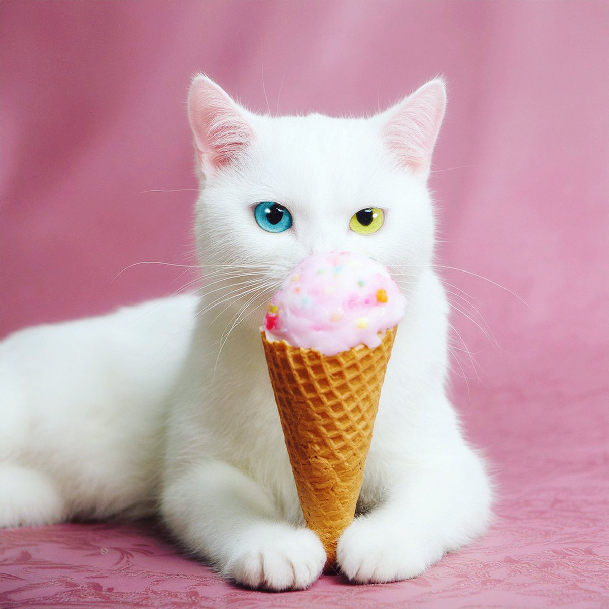 アイスクリームの日 人にうれしいアイスですが 猫にとってはブレインフリーズや糖分＆脂肪過多などよろしくないのであげないでね（画像はイメージです）